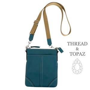 Coach Vintage Y2K Teal Turquoise Blue Leather Crossbody Bag